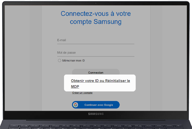 Obtenir l'identifiant ou changer le mot de passe de mon compte Samsung via le site en ligne