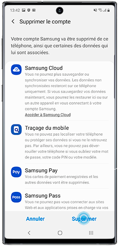 comment enlever mon compte samsung