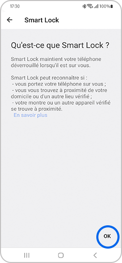 Activation de Smart Lock sur un smartphone Samsung