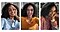 Un collage de tres selfies que muestran a una mujer con cabello rizado oscuro probando diferentes poses y expresiones faciales, sonriendo para la cámara mientras está sentada en el piso de su sala de estar.