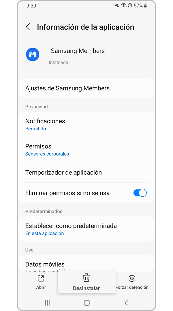 Desinstalar aplicación
