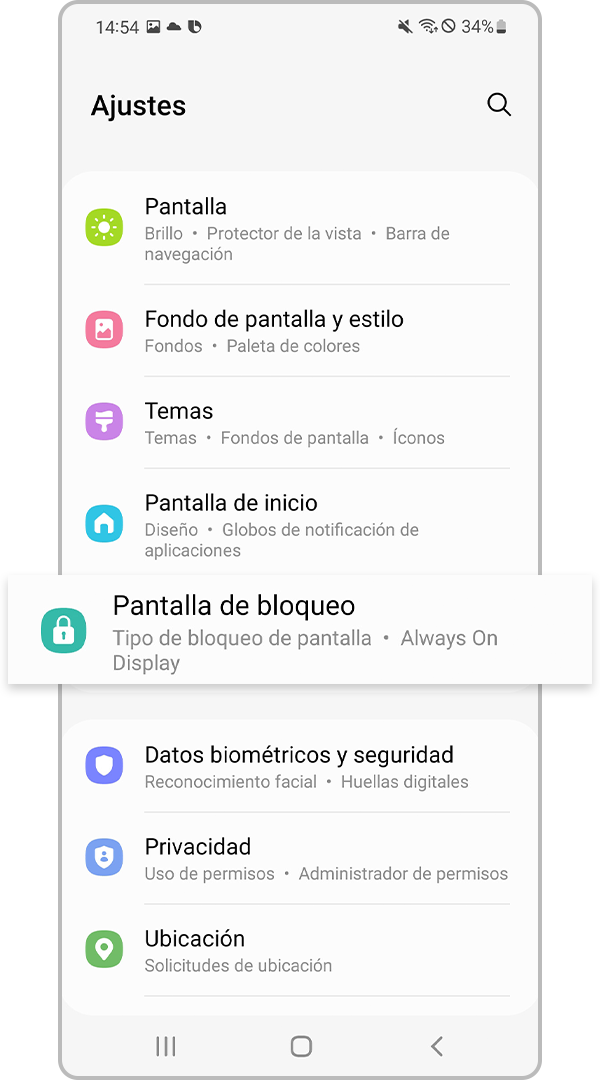 Configuración de la pantalla de bloqueo