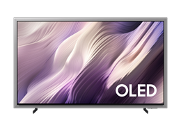 Un televisor Samsung Micro RGB R95H muestra un paisaje abstracto y colorido en la pantalla.