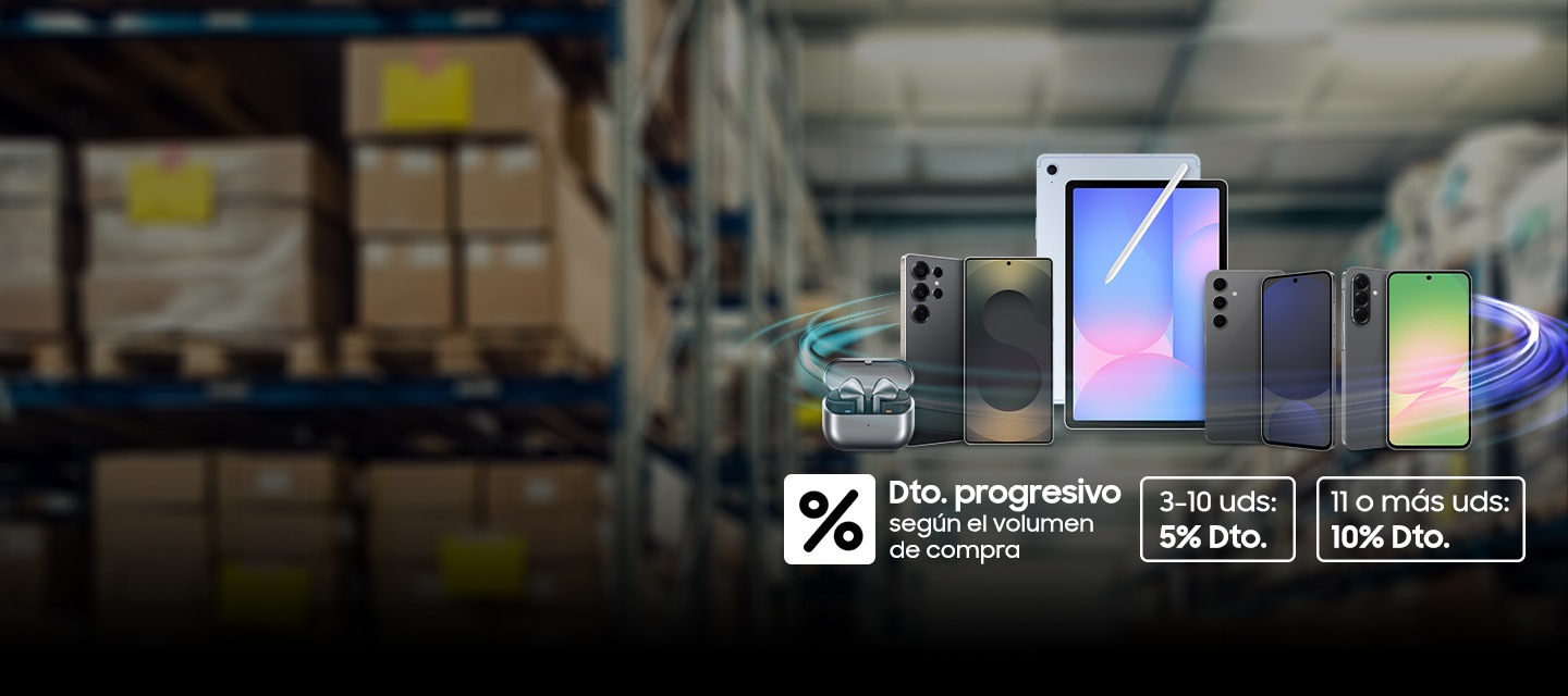 Imagen de productos Galaxy en posición frontal con 5% de descuento comprando de 1 a 10 unidades y 10% de descuento al comprar de 11 a 20 unidades.