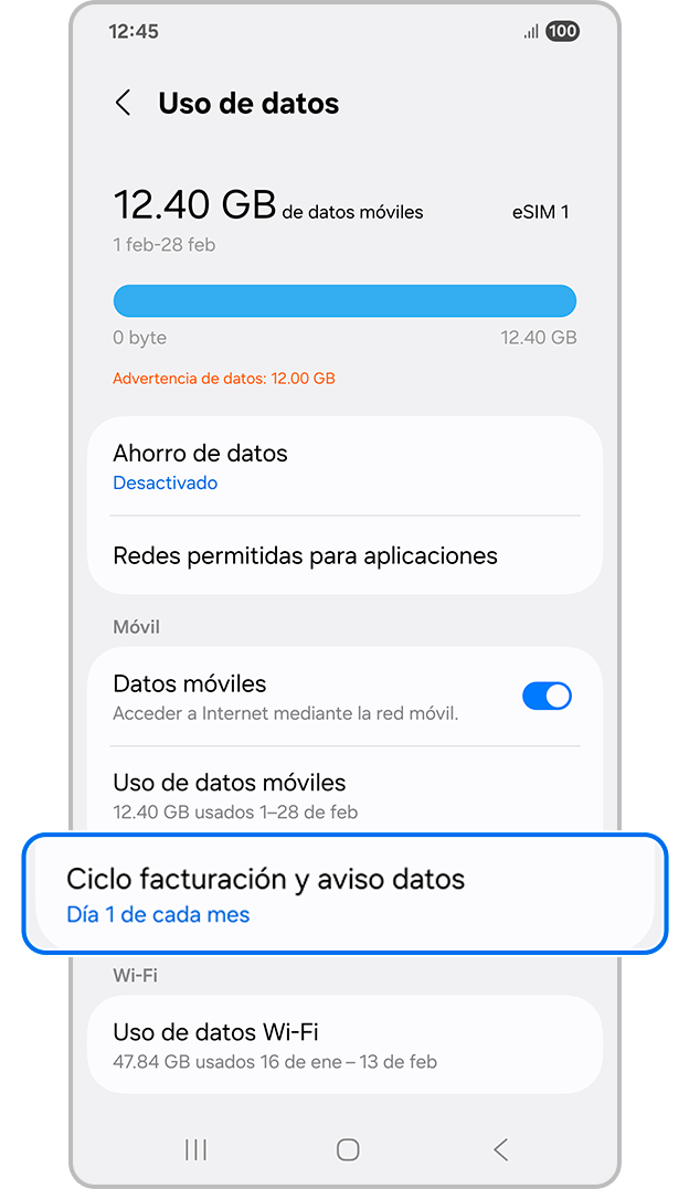 Datpsi ¿Cómo modificar o quitar el límite de datos en Samsung? | Samsung CO