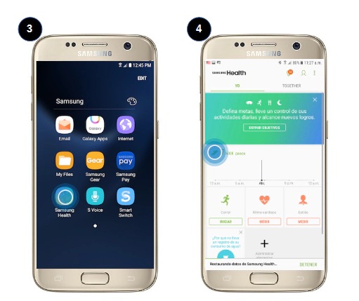Cómo seleccionar la fuente del contador de pasos en Samsung Health? |  Samsung CO