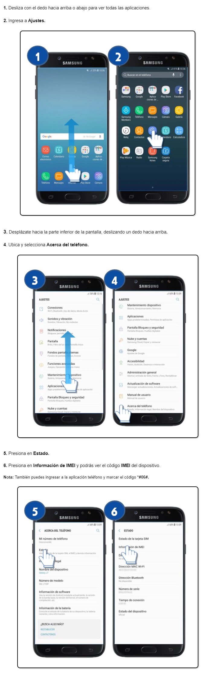 Galaxy J7 Pro ¿Cómo encontrar el código IMEI? Samsung CO