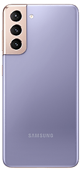 Un Galaxy S21 5G en color violeta fantasma visto desde la parte posterior.