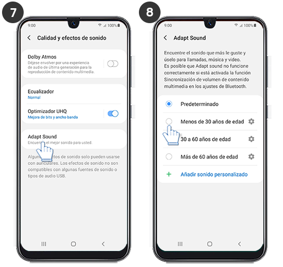Galaxy A30 ¿Cómo configurar el sonido usando Adapt sound? Samsung CO