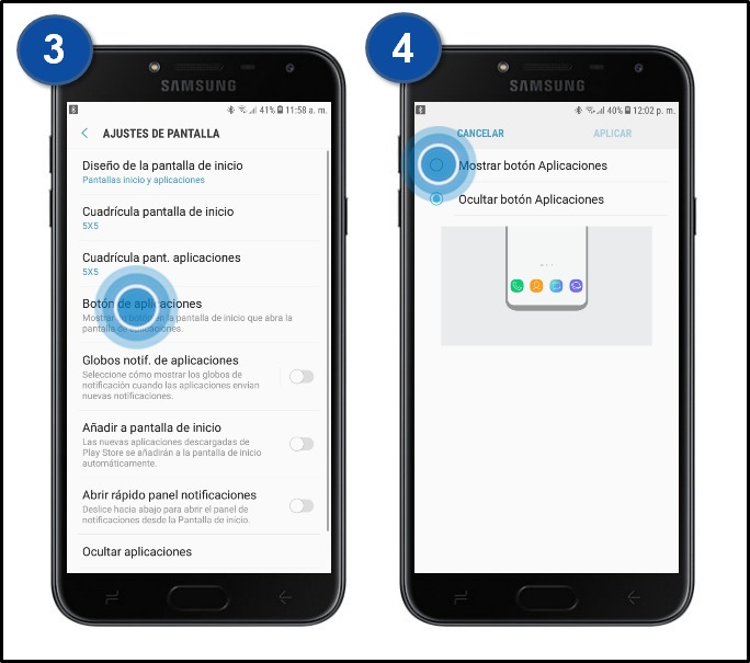 Galaxy J4 ¿cómo Colocar El Botón De Aplicaciones En La Pantalla De Inicio Samsung Co 