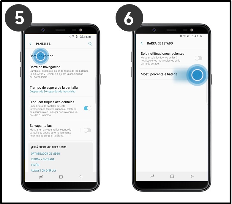 ¿cómo Mostrar Porcentaje De Batería En La Barra De Estado En Tu Galaxy J8 Samsung Coemk 5025