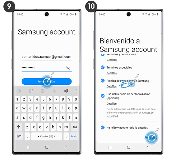 Galaxy Note10 ¿Cómo configurar la cuenta Samsung? Samsung CO