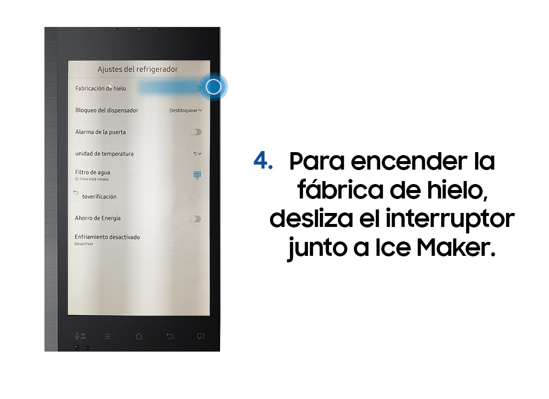 Nevecon Family Hub ¿Cómo encender o apagar el Ice Maker? Samsung CO