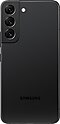 Telefon Galaxy S22 v barvě Přízračná černá zobrazený zezadu.