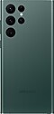 Telefon Galaxy S22 Ultra v barvě Zelená zobrazený zezadu.