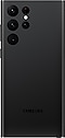 Telefon Galaxy S22 Ultra v barvě Přízračná černá zobrazený zezadu.