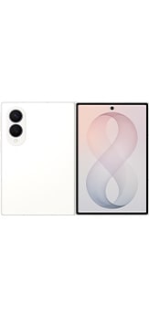 Das Galaxy Z Fold8 in der Farbe Cream, von hinten im aufgeklappten Zustand.