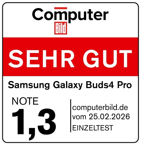 Galaxy Buds4 Pro, sehr gut (1,3), computerbild.de vom 25.02.2026, Einzeltest.