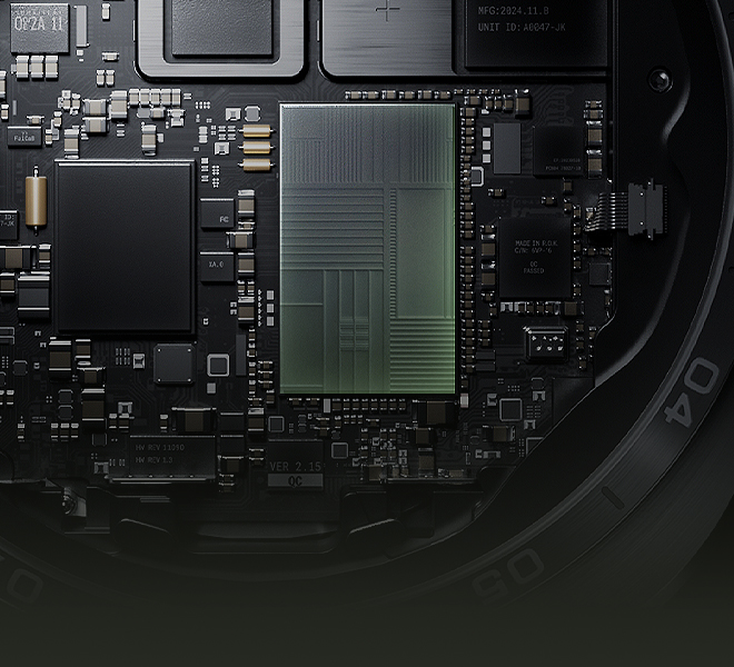 Nahaufnahme des Snapdragon® Wear Elite Platform-Prozessors.