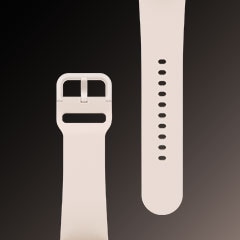 Ein flach liegendes Galaxy Watch5 Armband in Pink Gold, das die Details und das Design des Armbands zeigt.