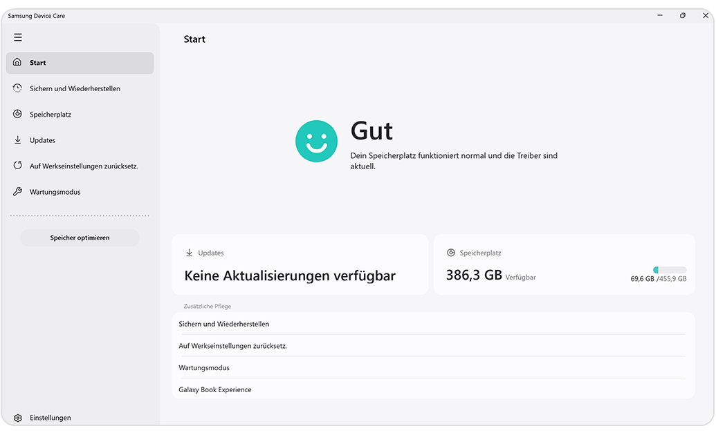 Galaxy Book: Samsung Device Care verwenden | Samsung DE