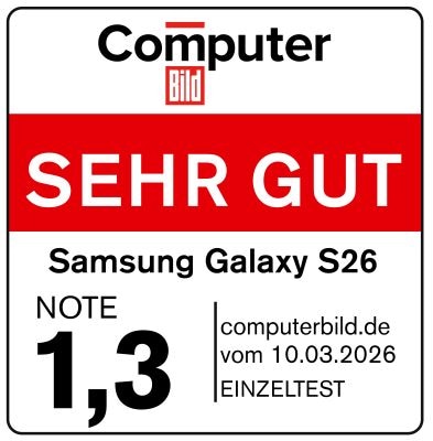 Samsung Galaxy S26, sehr gut (1,3), veröffentlicht am 10.3.2026 unter computerbild.de, Einzeltest.