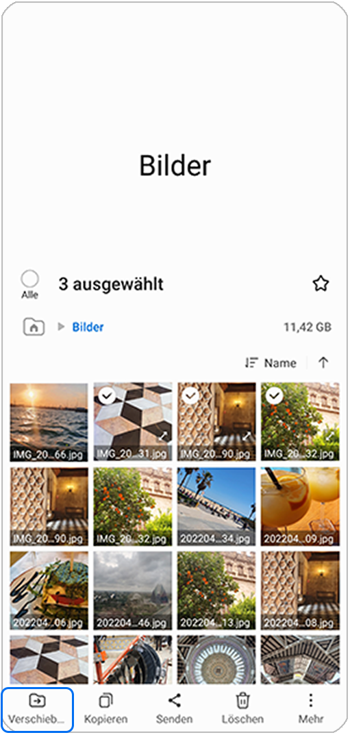 Fotos auf eine SDKarte speichern oder verschieben Samsung DE