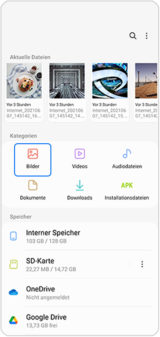 Fotos auf eine SDKarte speichern oder verschieben Samsung DE