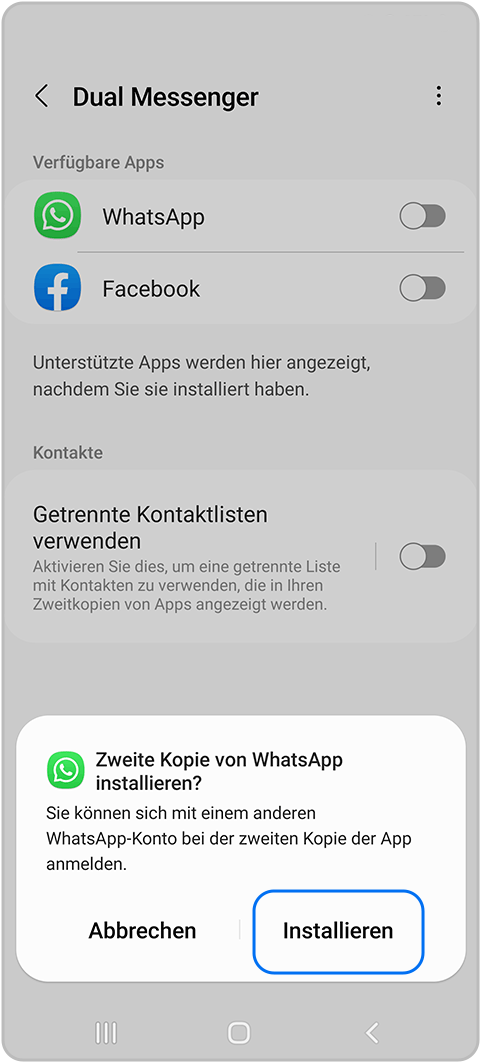 Dual Messenger auf dem Galaxy Smartphone Samsung DE