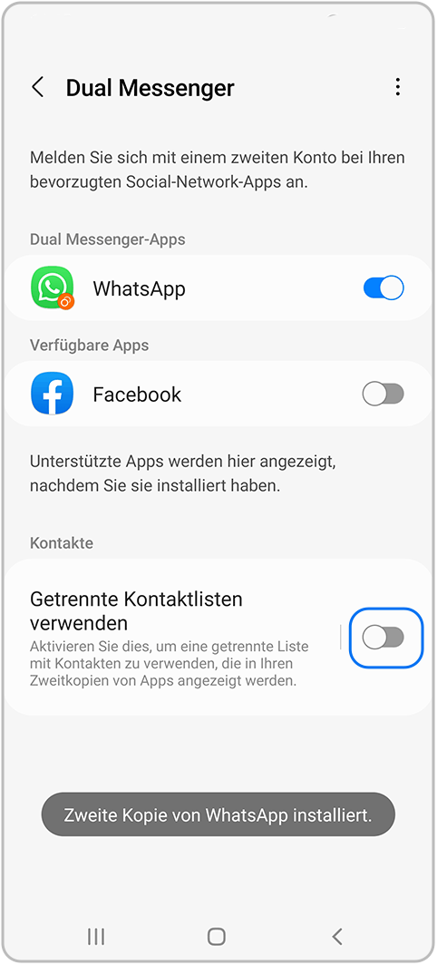 Dual Messenger auf dem Galaxy Smartphone Samsung DE