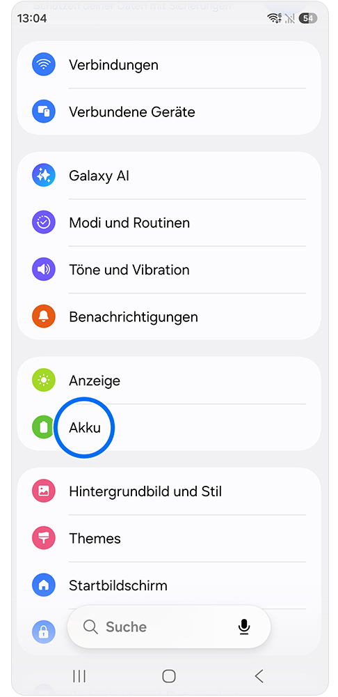 Samsung Smartphone: Akku laden