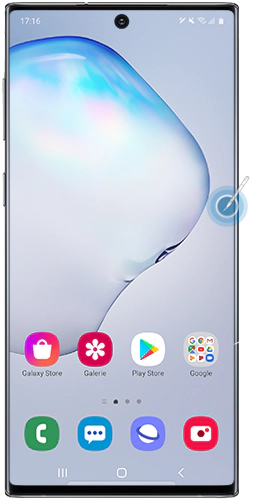 Das freistehende Stift-Symbol ist im Startbildschirm des Galaxy Note10 markiert.