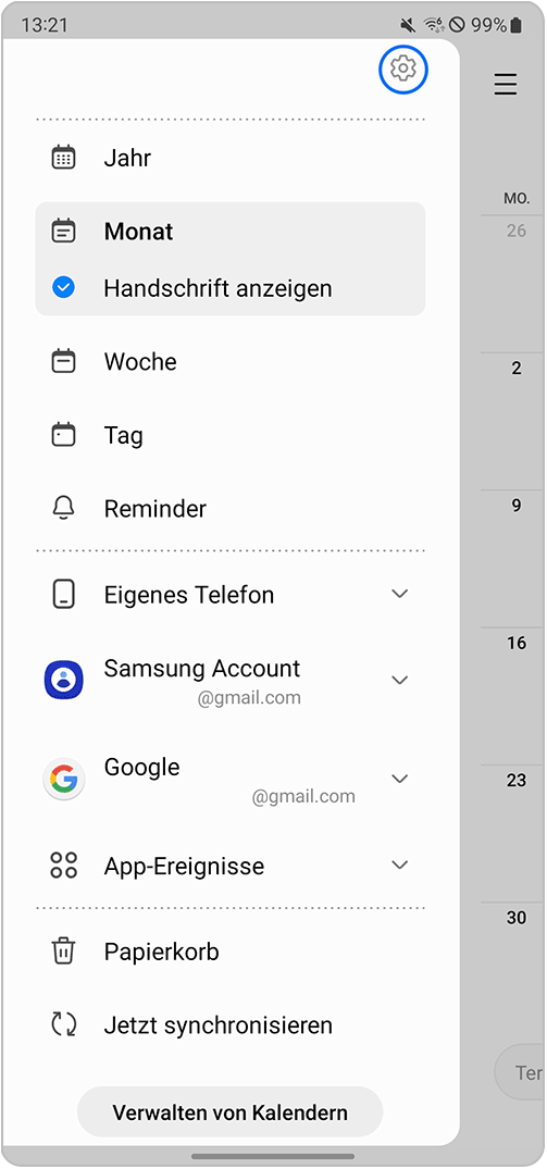 Samsung Galaxy Kalender Auf Display 