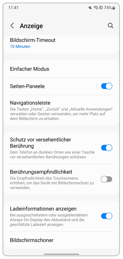 Schutz Vor Versehentlicher Berührung Samsung Ausschalten