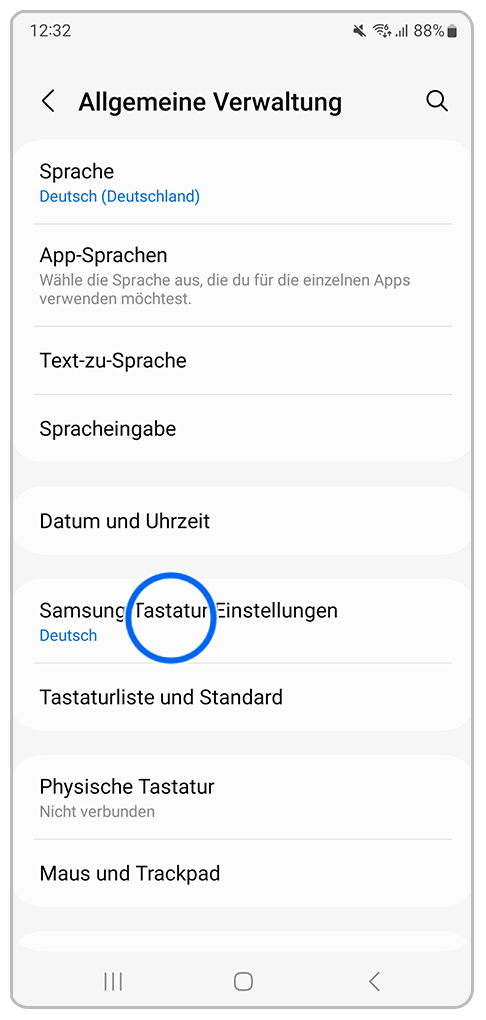 TastaturEinstellungen vornehmen Samsung DE