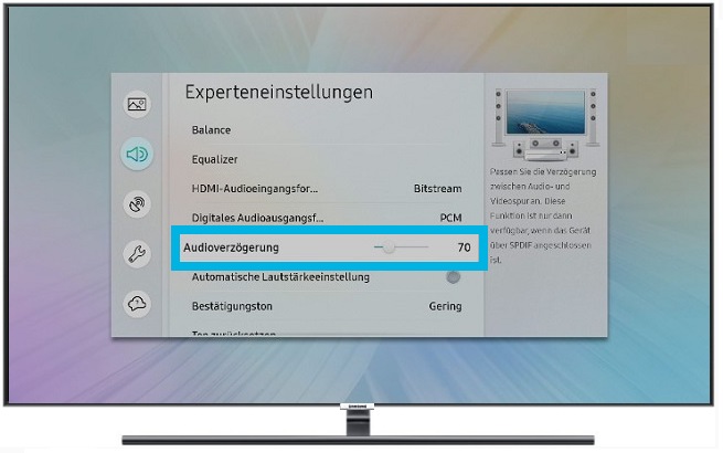 Kabelfernsehen Bild Und Ton Nicht Synchron Smart TV Audioverzögerungen synchronisieren | Samsung Deutschland