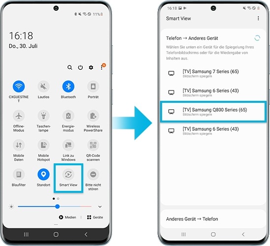 Screen Mirroring Smart View richtig nutzen Samsung DE