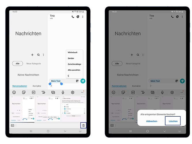 Wie kann ich die Zwischenablage von meinem Galaxy Smartphone oder Tablet leeren? Samsung