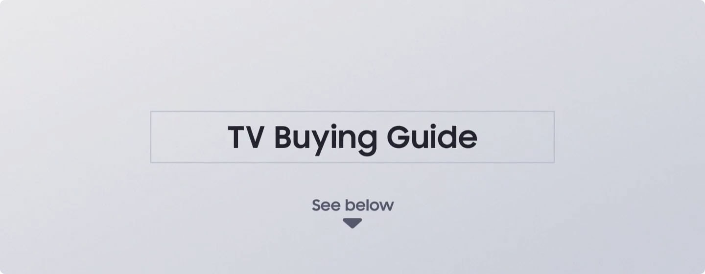Der Text „TV-Kaufratgeber“ wird in der Mitte angezeigt. Der Text Siehe unten wird unten angezeigt.