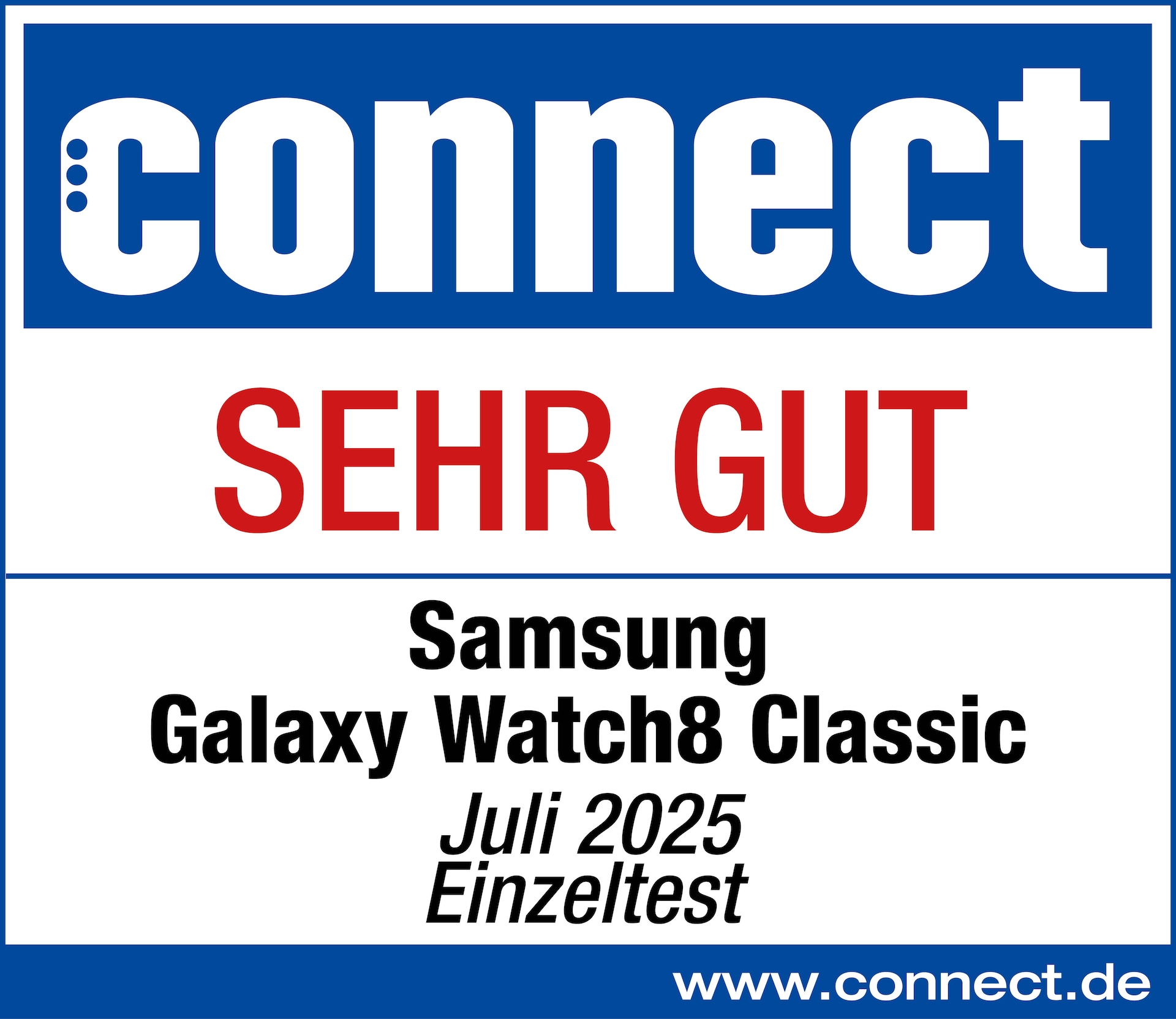 Connect, sehr gut, veröffentlicht am 22.07.2025 unter connect.de, Galaxy Watch8 Classic, Einzeltest.