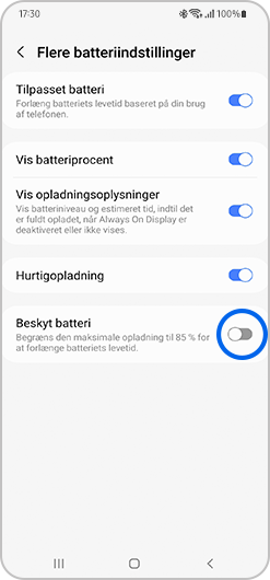 fred schweizisk forvrængning Sådan forlænger du din enheds nyttige batterilevetid med Beskyt Batteri-tilstand  | Samsung DK