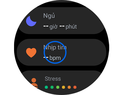 Hình ảnh mục Nhịp tim của ứng dụng Samsung Health. 