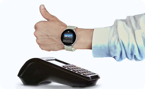 Como posso efetuar um pagamento com o meu Galaxy Watch?