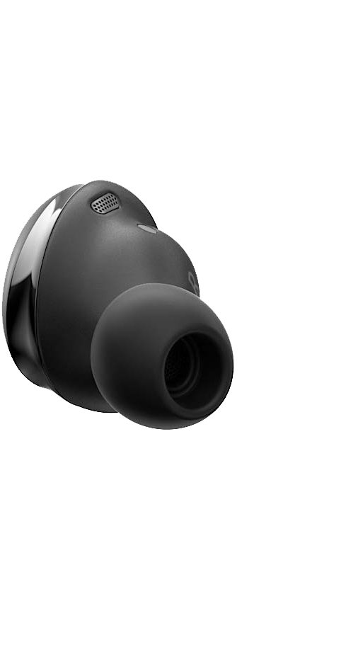 سماعة Galaxy Buds Pro اليمنى معروضة باللون الأسود من الجهة الخلفية.