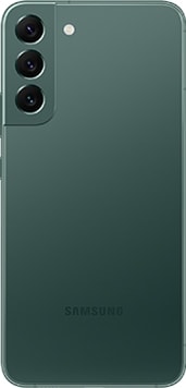 Vista posterior del Galaxy S22 Plus en color Verde.