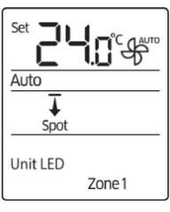 Cuando el modo Unit LED está en funcionamiento las palabras Unit LED aparecen en la pantalla del mando a distancia.