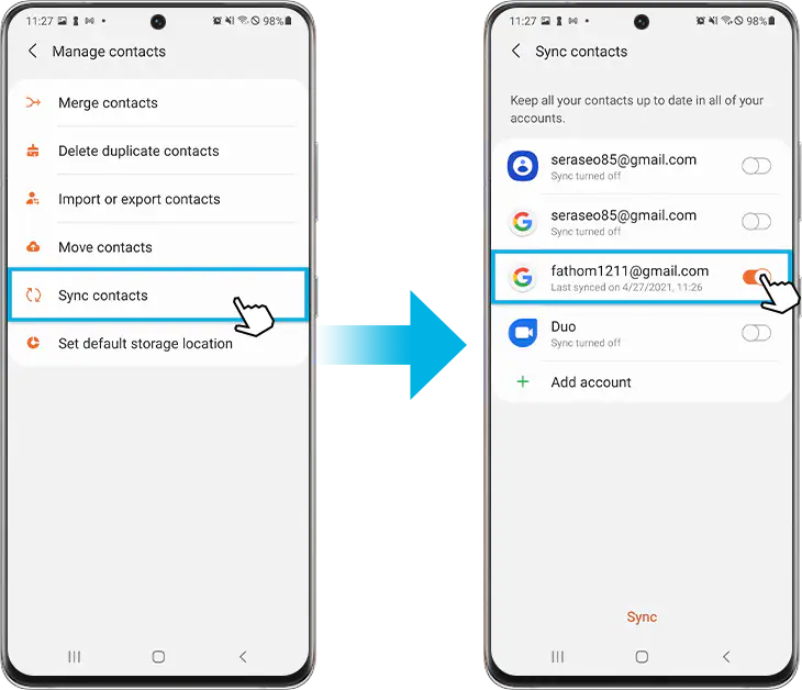 Sync contacts step2