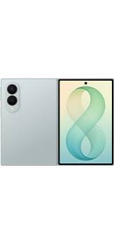 Takaa kuvattu Galaxy Z Fold8, väri Pistachio, avattuna.