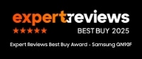 Expertreviews BEST BUY 2025 -logo. Expert Reviews Best Buy -palkinto – Samsung QN90F.