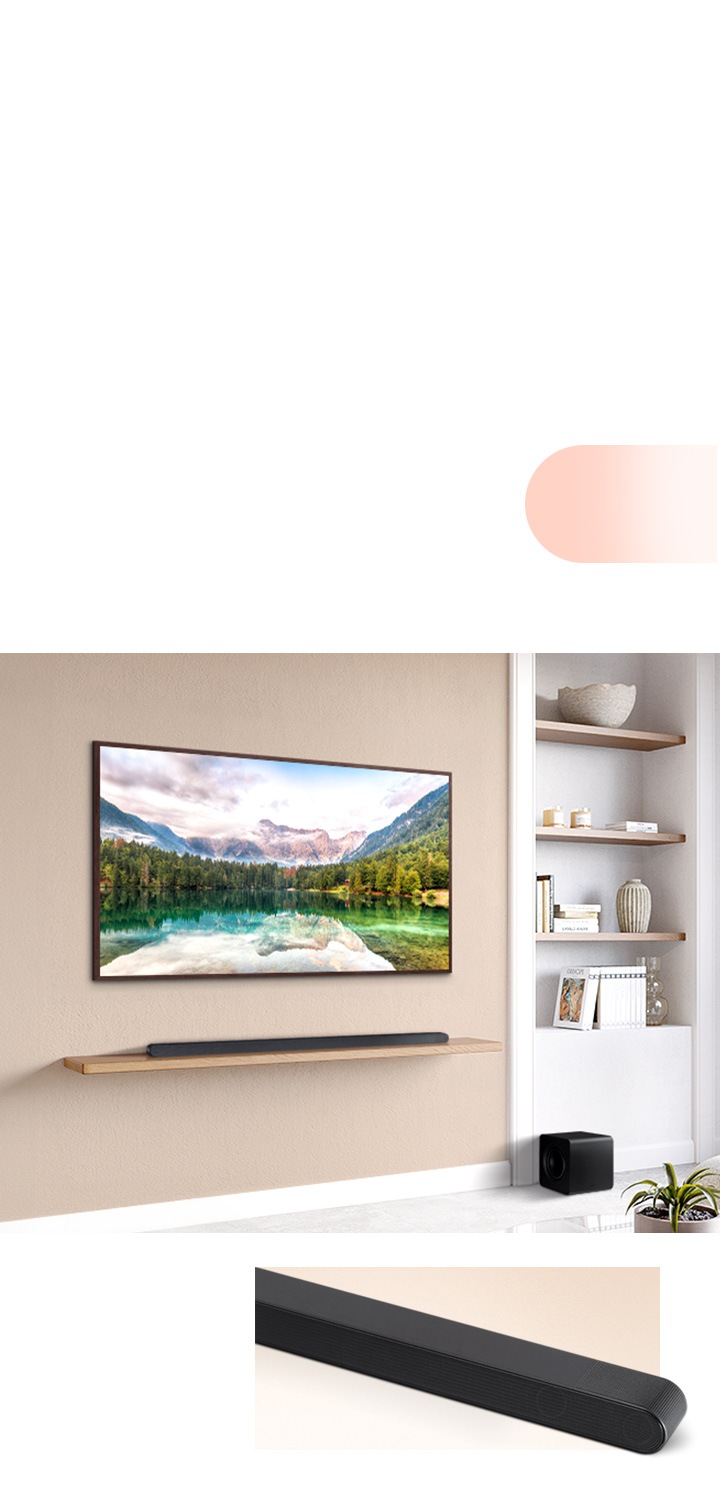 Barre De Son Profil Bas S10 + Support Canal Central – Noir, Métal, Modèle Ko-S10